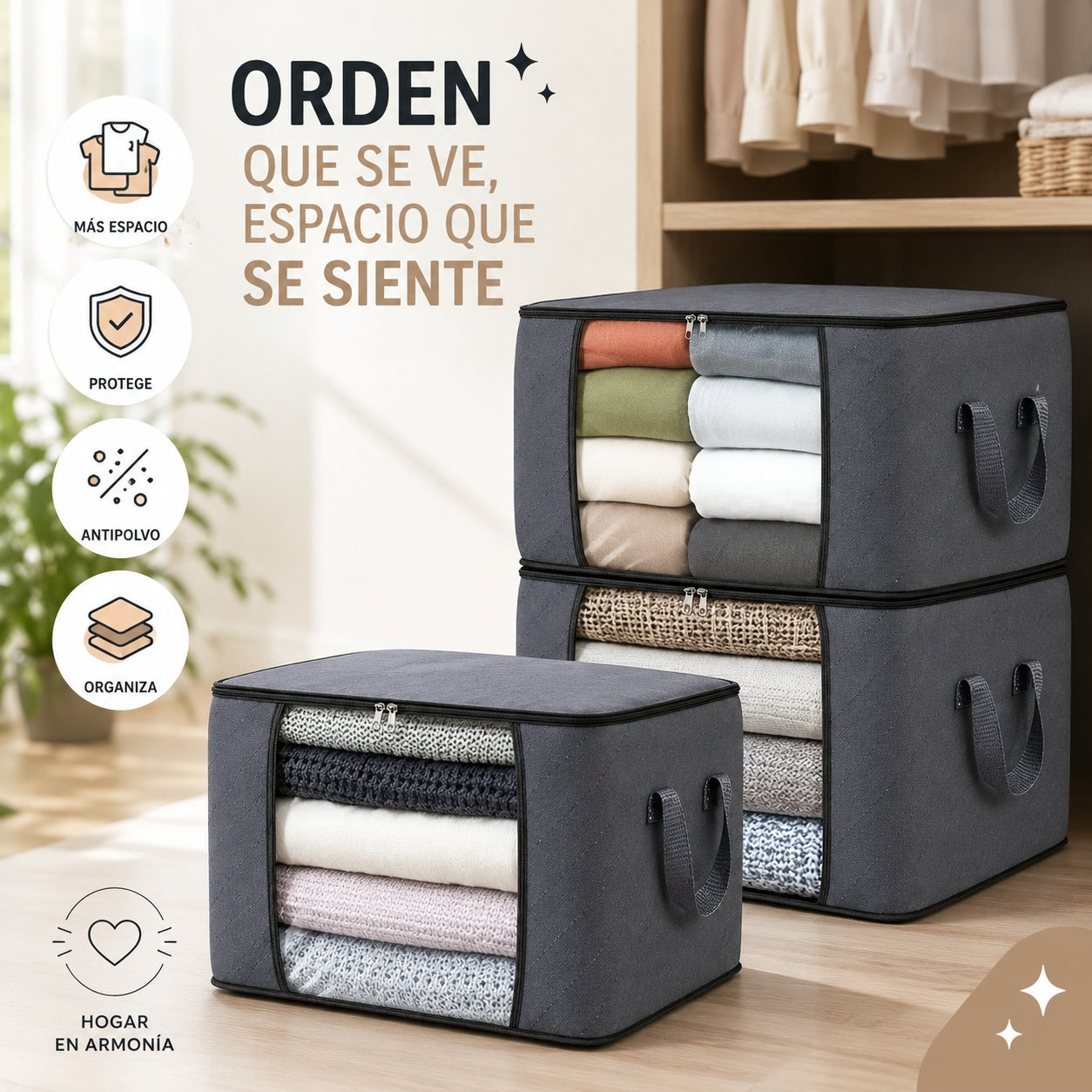 Trio de Organizadores Anti Polvo y Alta Capacidad 🏡